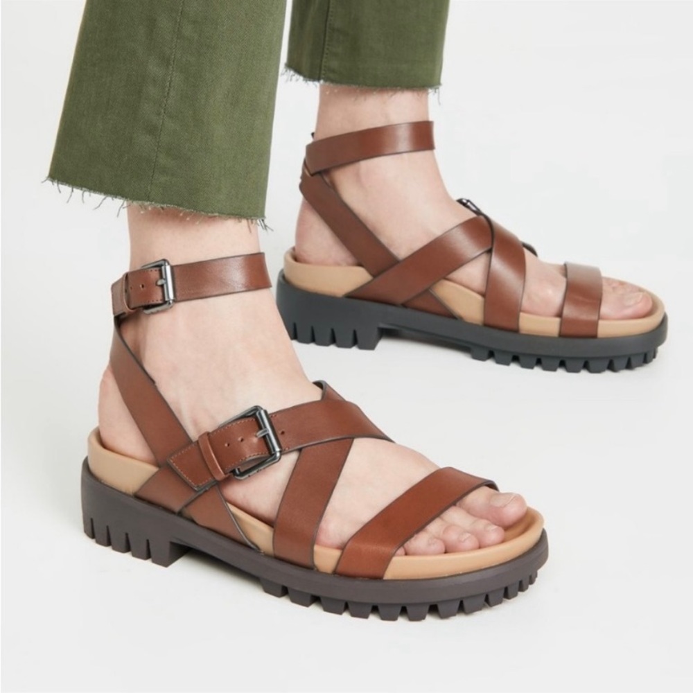 Sam Edelman Eleanora Strappy Sandals w/ Chunky Platform Soles in Bourbon Brown